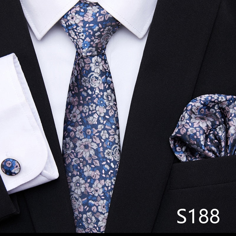 Silk Neck Tie Handkerchief & Cuff Link Set