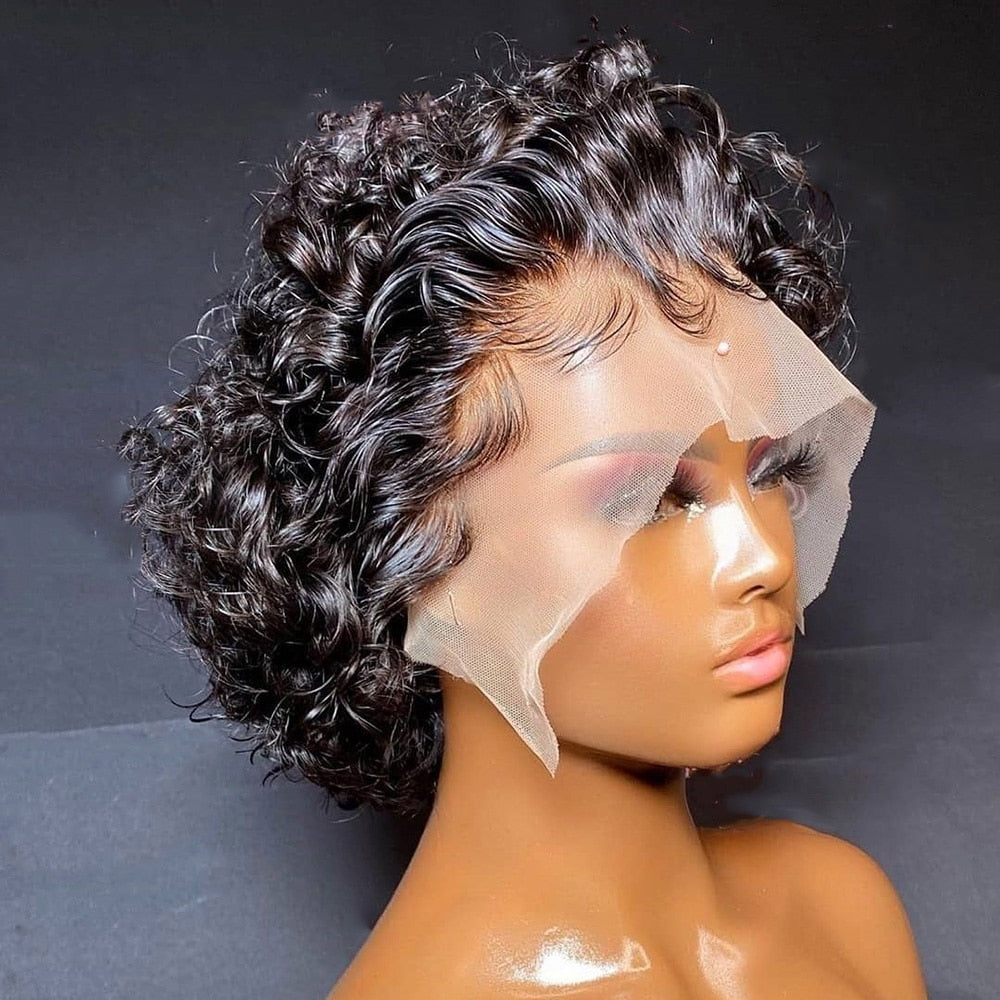 Invisible Lace Deep Wave Short Human Hair Wig