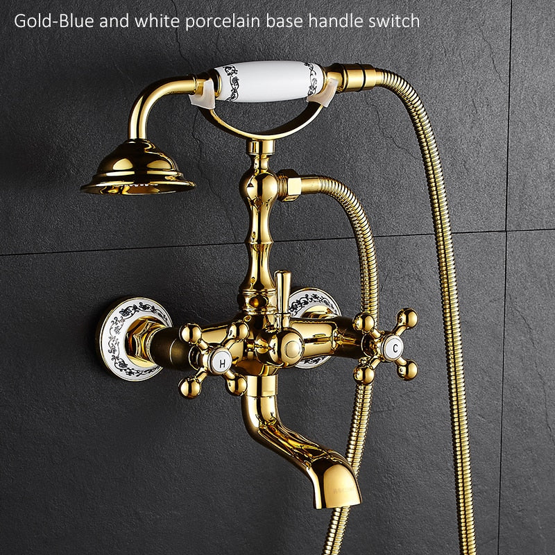 Luxury Antique Crystal Handle Brass Faucet