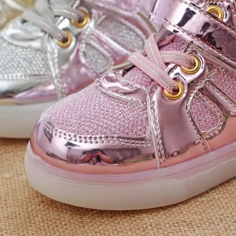 Kids Glitter High Top Shoes