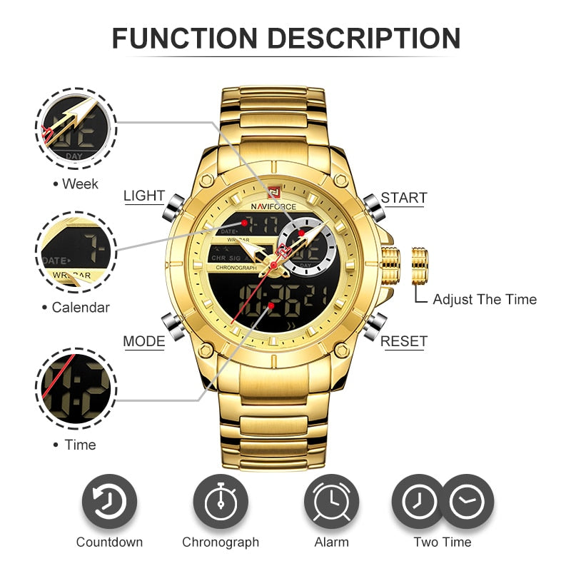 Men's Luxury Dual Display Wrist Watches