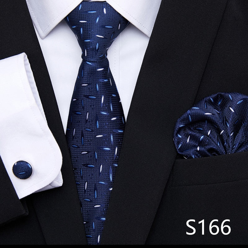 Silk Neck Tie Handkerchief & Cuff Link Set