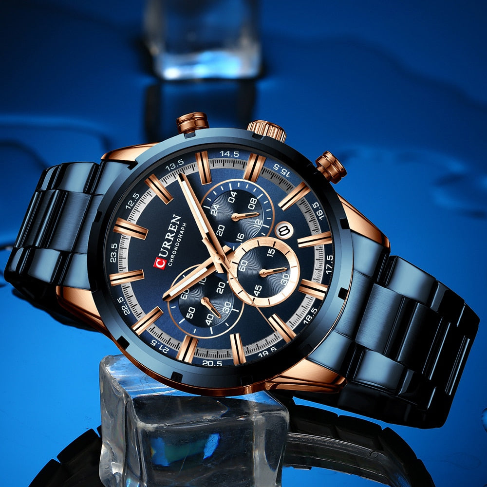 Luxury Blue Dial Wrist Wear For Men