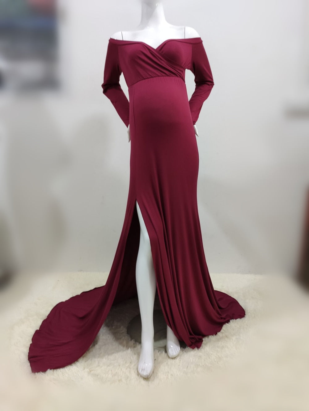 Classy Off Shoulder Maternity Photoshoot Dress