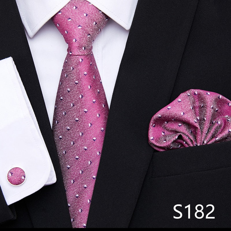 Silk Neck Tie Handkerchief & Cuff Link Set