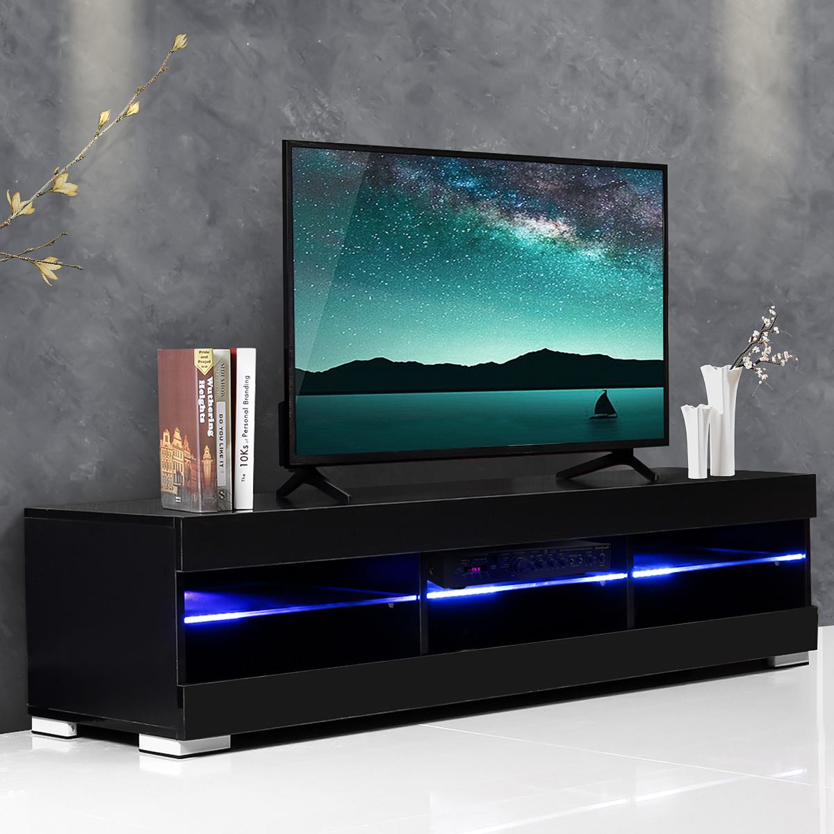 Modern Home 57 Inch LED Lights 6 Drawer TV Stand