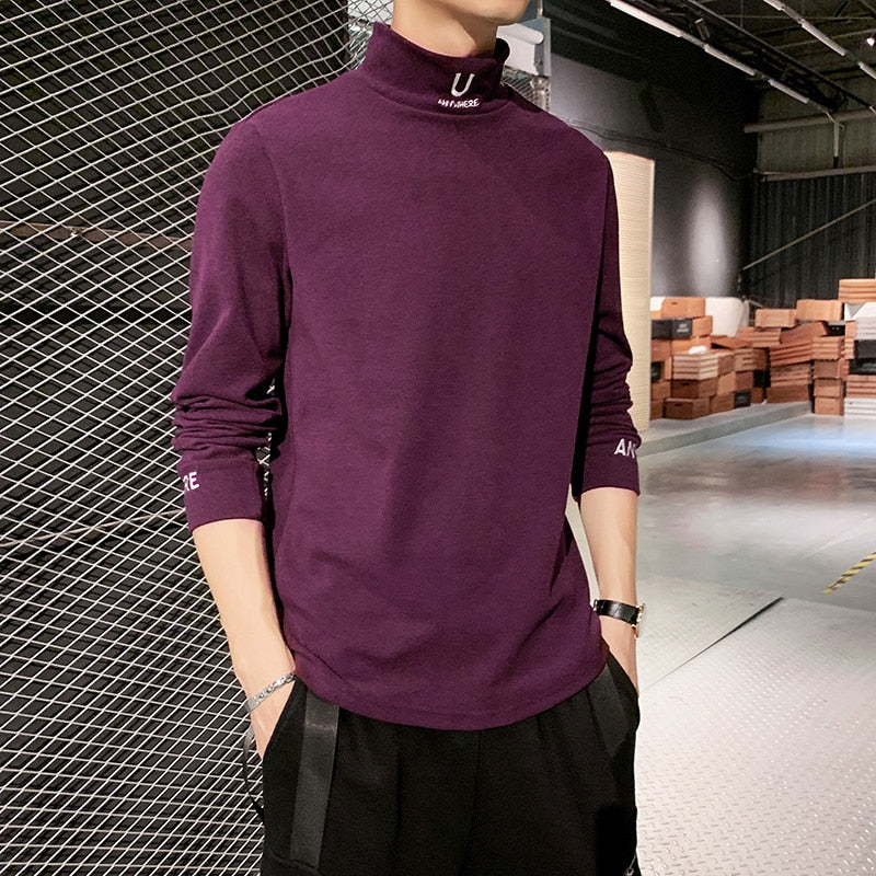 Men's Long Sleeve Turtleneck T Shirt