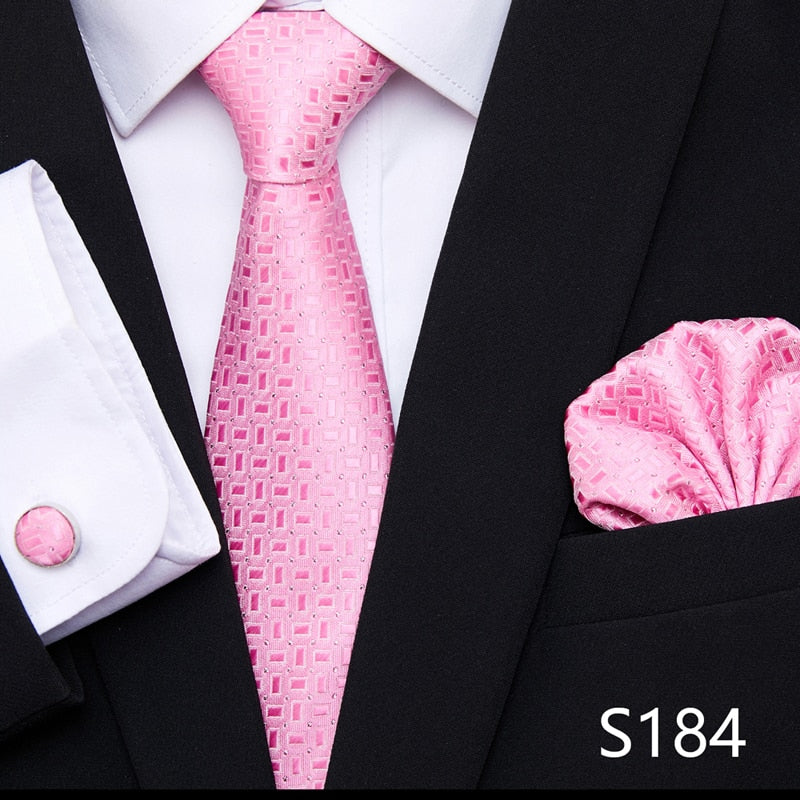 Silk Neck Tie Handkerchief & Cuff Link Set