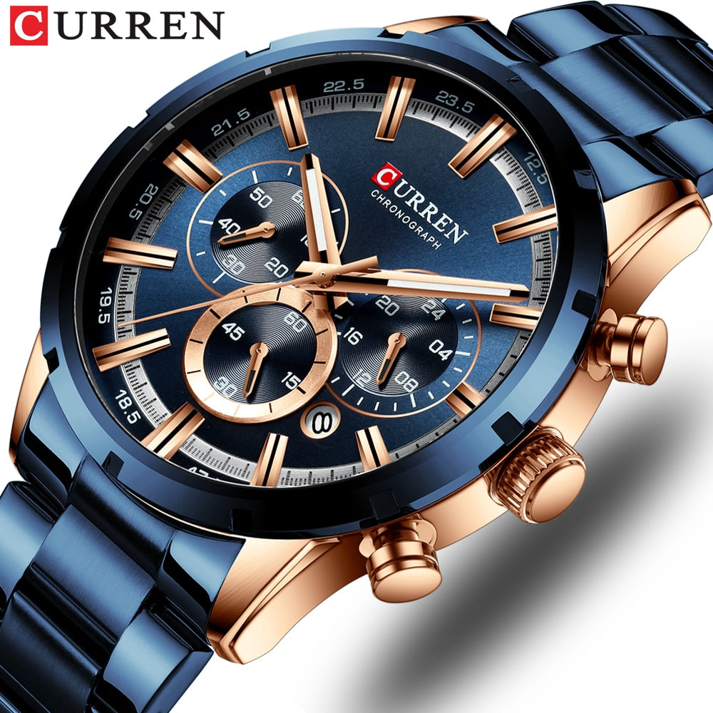 Luxury Blue Dial Wrist Wear For Men