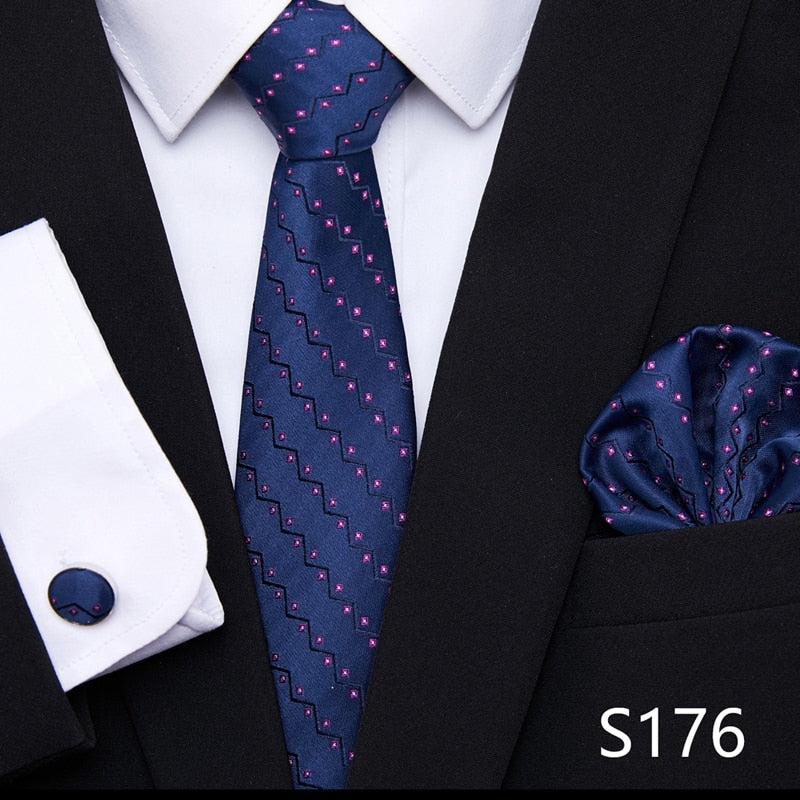 Silk Neck Tie Handkerchief & Cuff Link Set