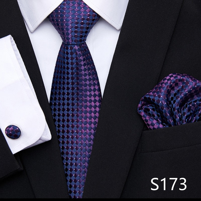 Silk Neck Tie Handkerchief & Cuff Link Set