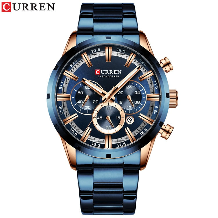 Luxury Blue Dial Wrist Wear For Men