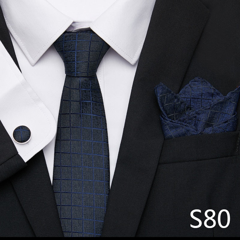 Silk Neck Tie Handkerchief & Cuff Link Set