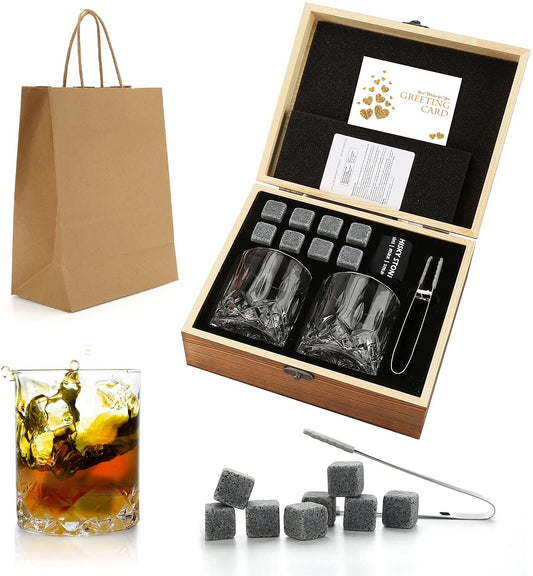 Whisky Bar Stone And Glass Set