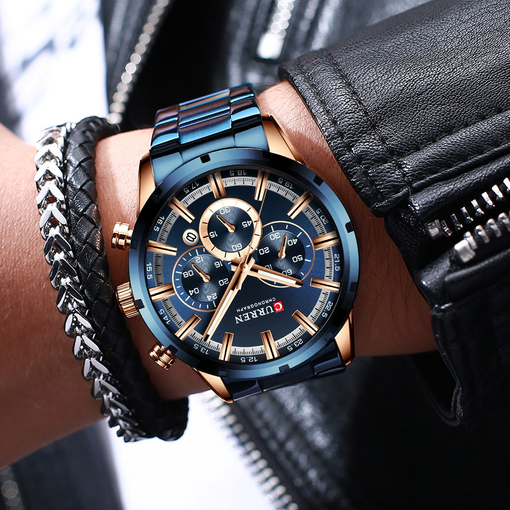 Luxury Blue Dial Wrist Wear For Men