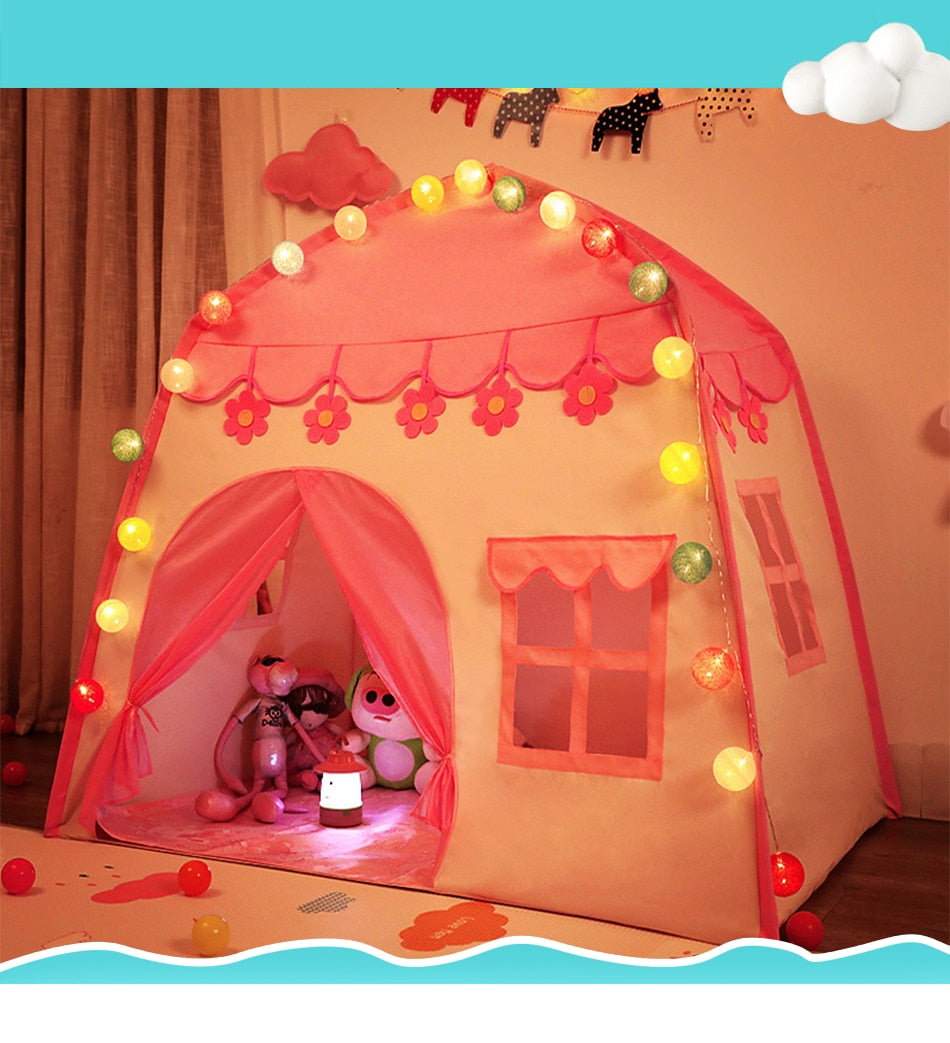 Children Playhouse Castle Indoor Tent With Lights