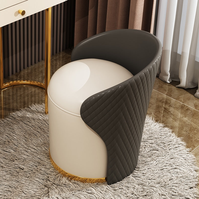 Stylish Home Leather Makeup Stool Ottoman