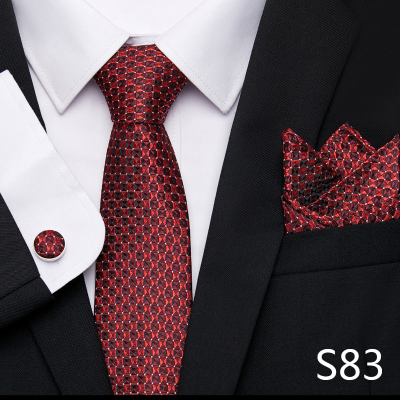 Silk Neck Tie Handkerchief & Cuff Link Set