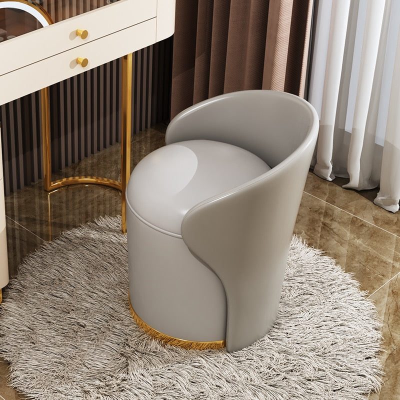 Stylish Home Leather Makeup Stool Ottoman