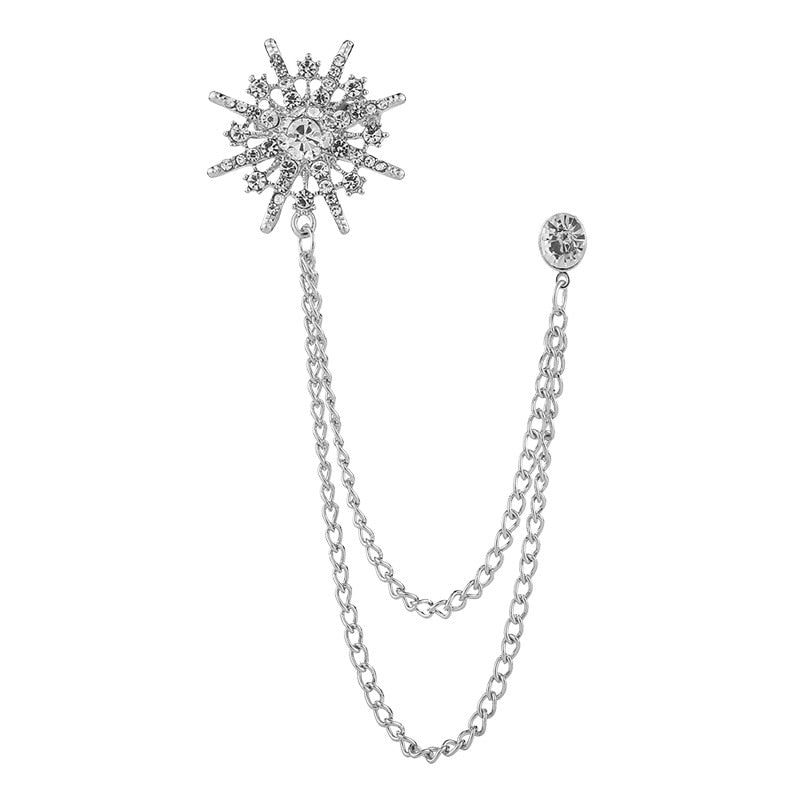 Luxury Rhinestone Star Chain Lapel Pin