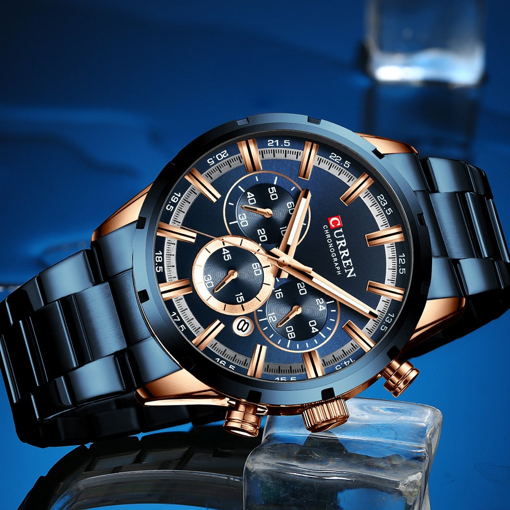 Luxury Blue Dial Wrist Wear For Men