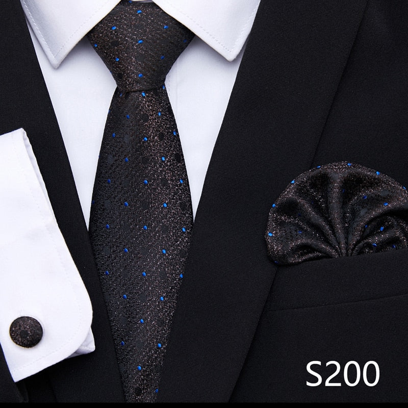 Silk Neck Tie Handkerchief & Cuff Link Set