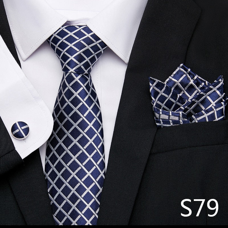 Silk Neck Tie Handkerchief & Cuff Link Set