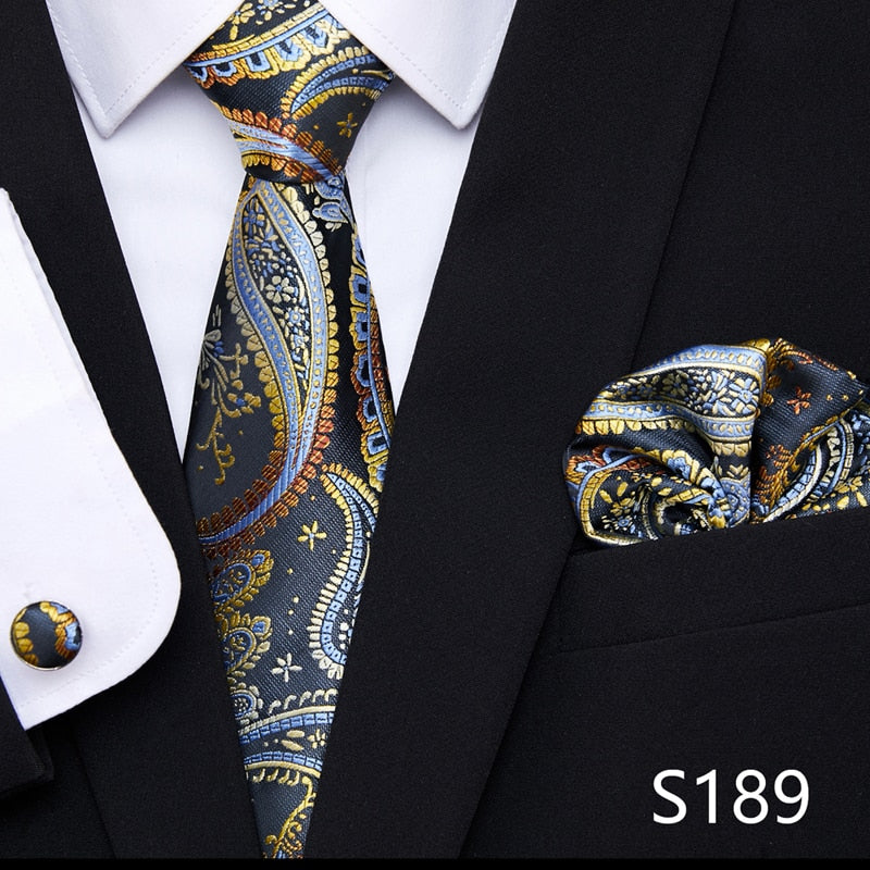 Silk Neck Tie Handkerchief & Cuff Link Set