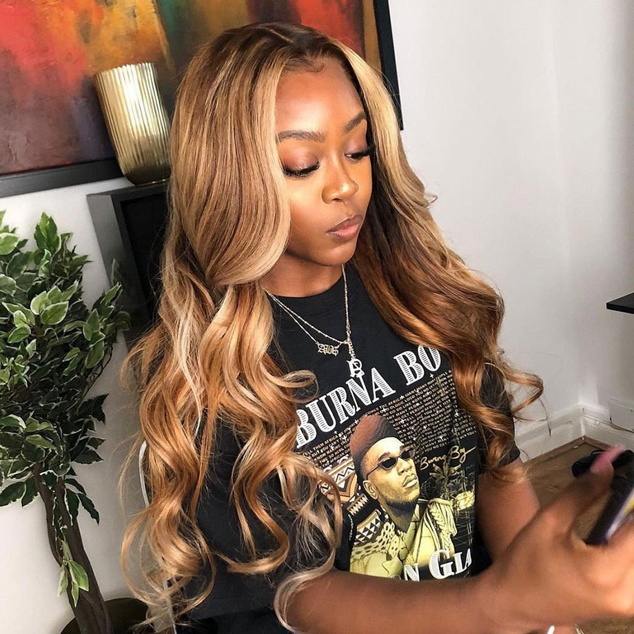 30 Inch Ombre Honey Blonde Lace Wig