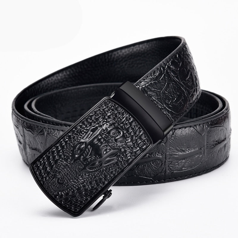 Men's Crocodile Pattern Automatic Buckle Belt