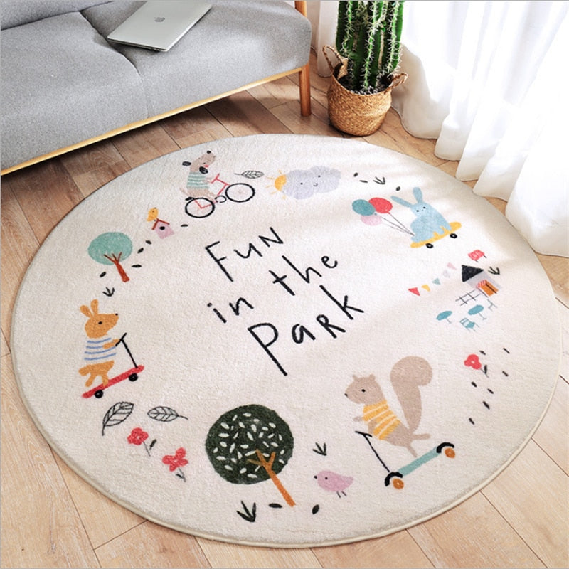 Kids Decor Round Cashmere Non Slip Rugs