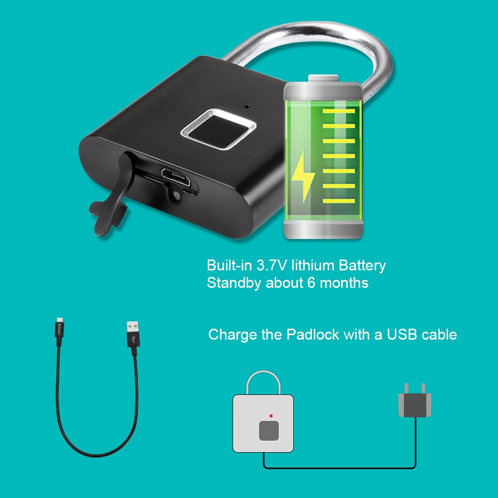 Smart USB Charging Fingerprint Padlock