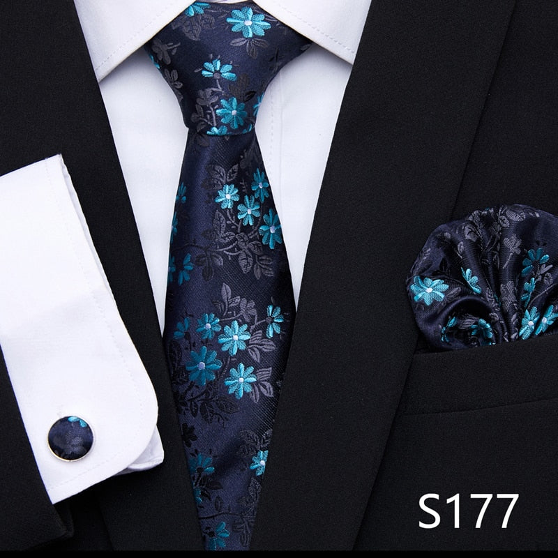 Silk Neck Tie Handkerchief & Cuff Link Set