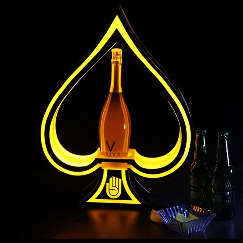 LED Luminous Poker Card Wine Bottle Holder