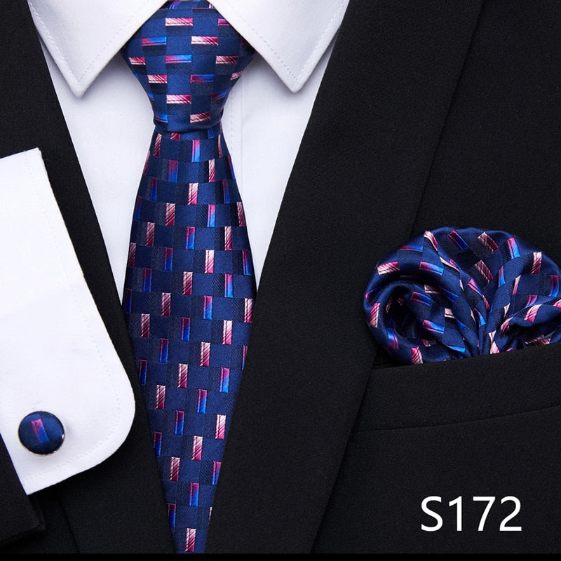 Silk Neck Tie Handkerchief & Cuff Link Set