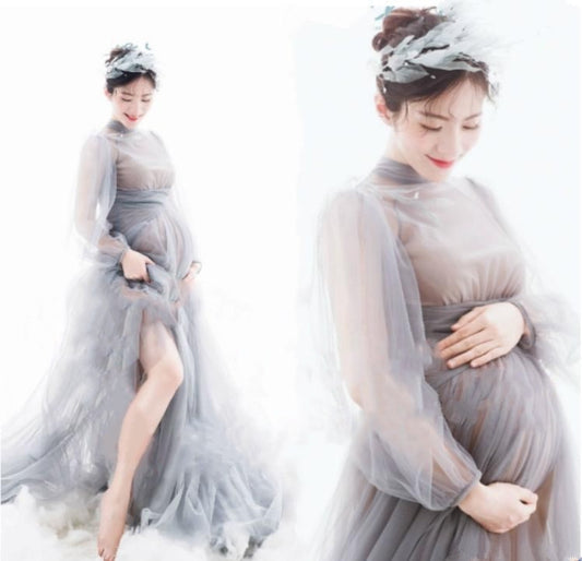 Tulle Maxi Maternity Gown For Photoshoot