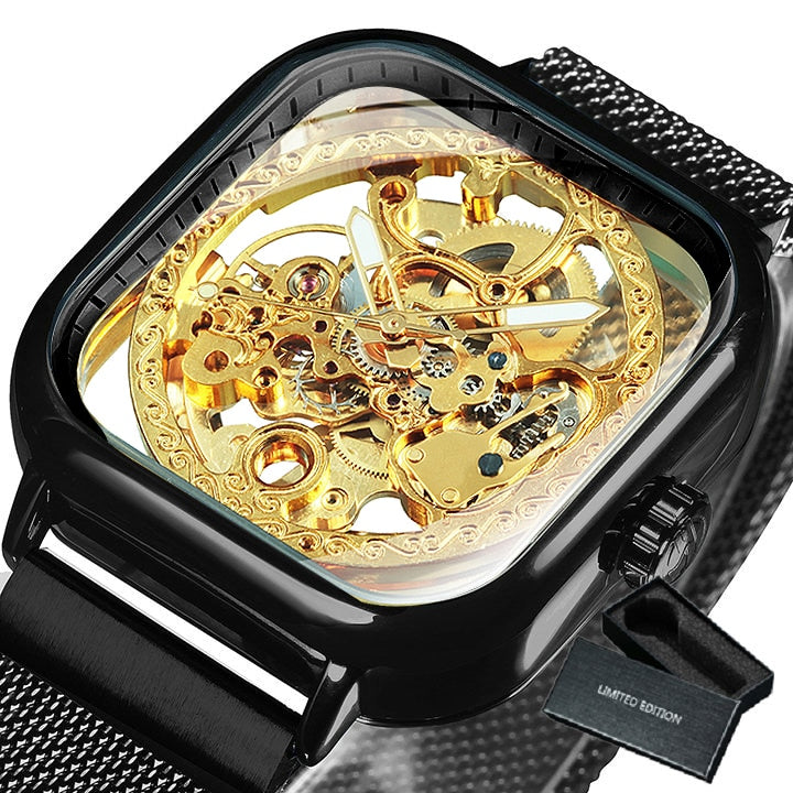 Men's Transparent Face Automatic Mechanical Wristwatch