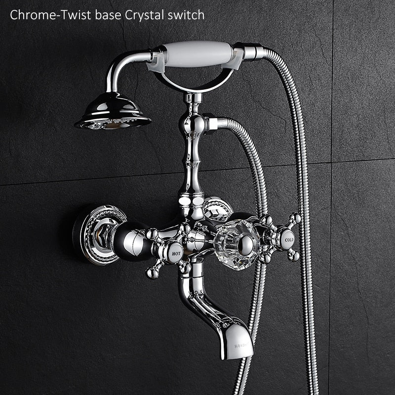 Luxury Antique Crystal Handle Brass Faucet