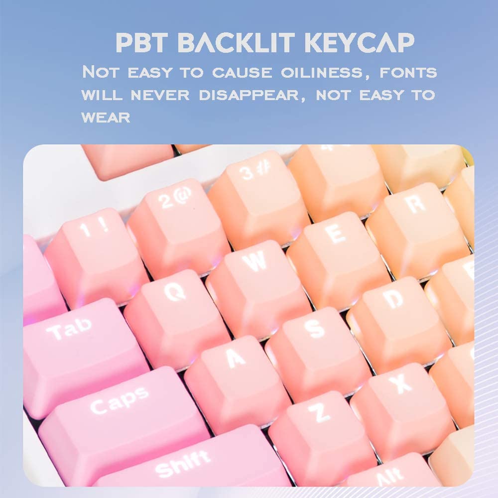 Pretty Pastel Backlit Keycap Keyboard