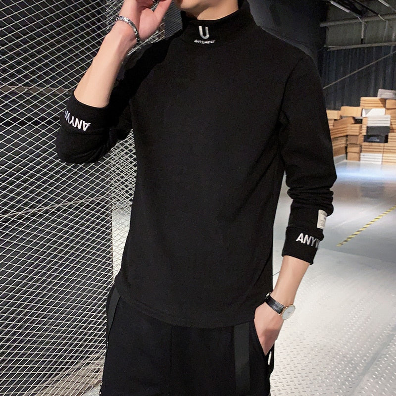 Men's Long Sleeve Turtleneck T Shirt