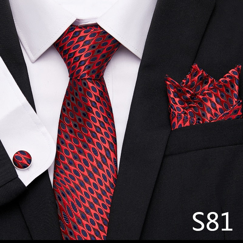 Silk Neck Tie Handkerchief & Cuff Link Set