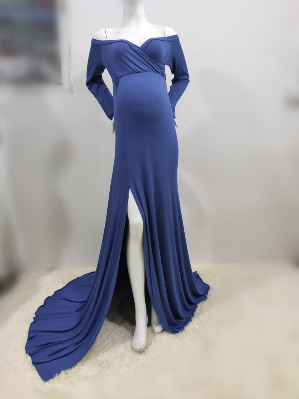 Classy Off Shoulder Maternity Photoshoot Dress