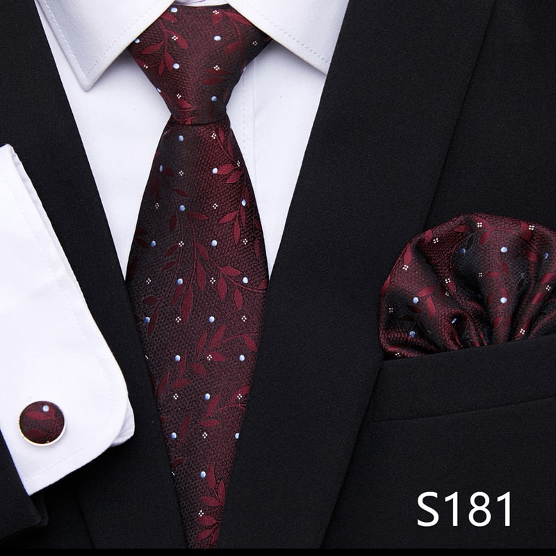 Silk Neck Tie Handkerchief & Cuff Link Set