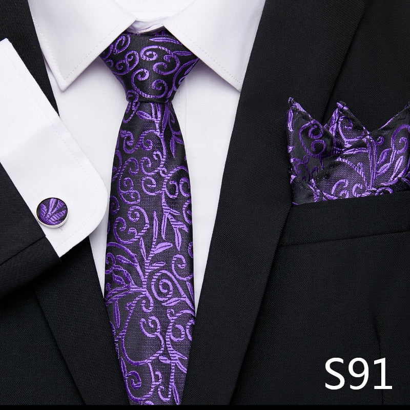 Silk Neck Tie Handkerchief & Cuff Link Set