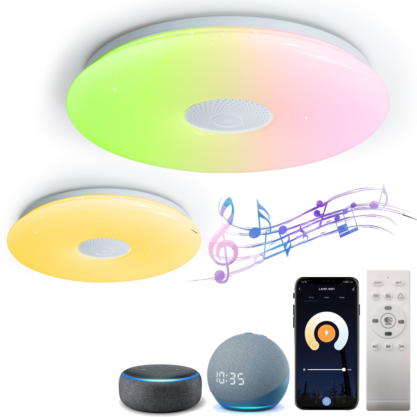 Color Changing Adjustable Voice Control Wifi Ceiling Lamp