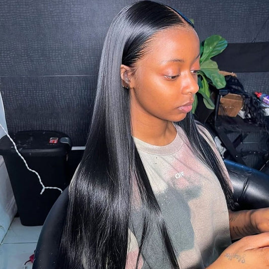 40 Inch Bone Straight Human Hair Lace Wig