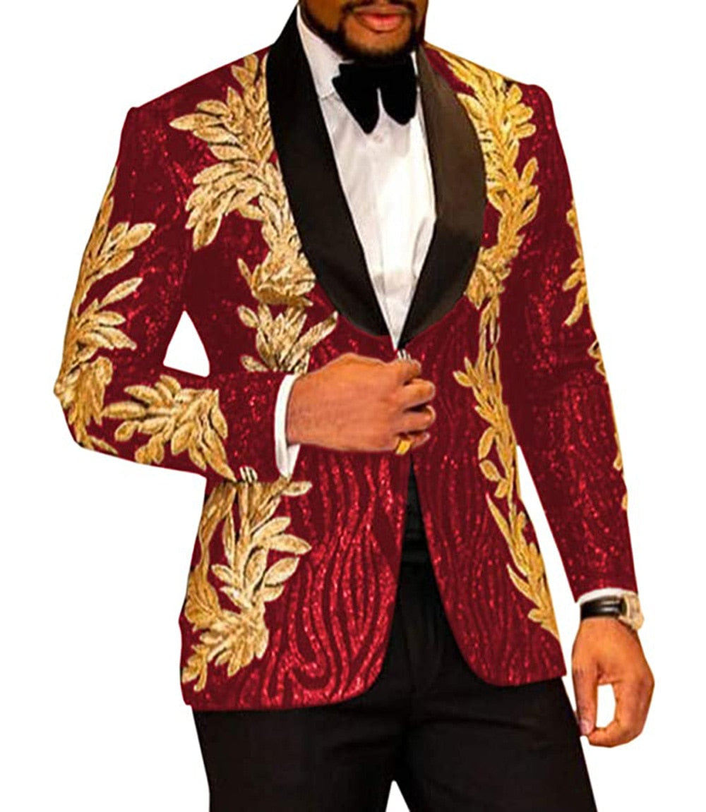 Men's Two Piece Blazer & Pants Sequin Suit