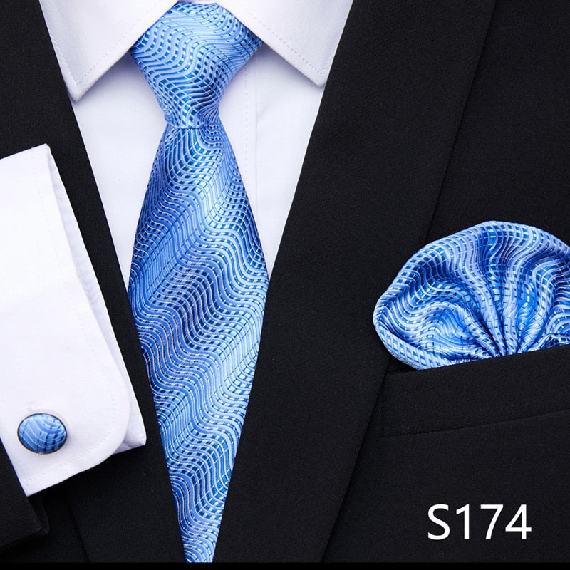 Silk Neck Tie Handkerchief & Cuff Link Set