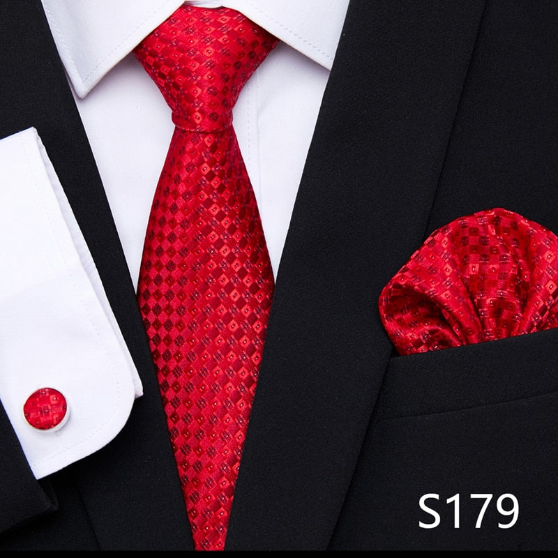 Silk Neck Tie Handkerchief & Cuff Link Set