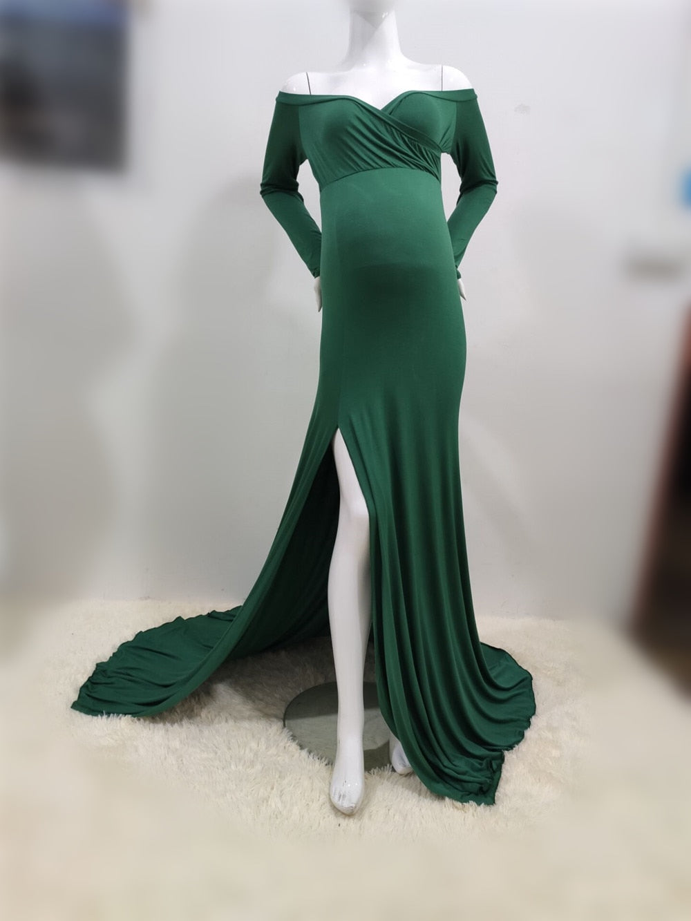 Classy Off Shoulder Maternity Photoshoot Dress